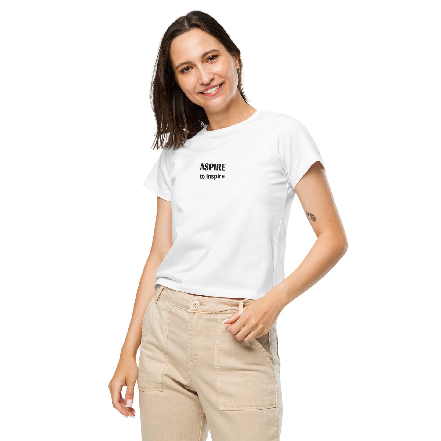 Women’s high-waisted embroidered statement tee