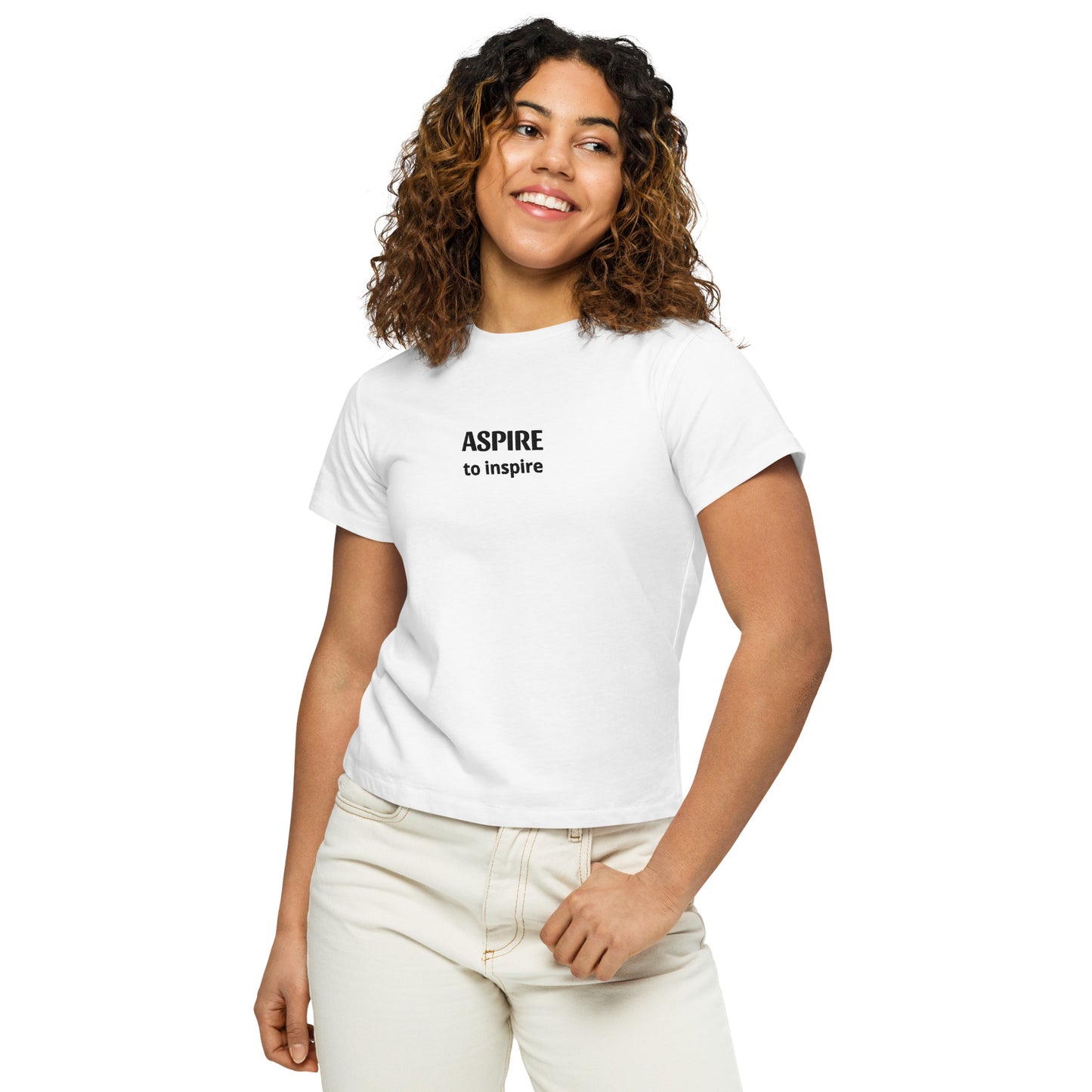 Women’s high-waisted embroidered statement tee